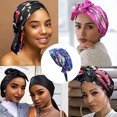 thumbnail image 5 of sweethay Envoltura de pelo de seda Bufanda de cabeza de moda Gorro de dormir Floral azul real Type2 NO2, 5 of 5