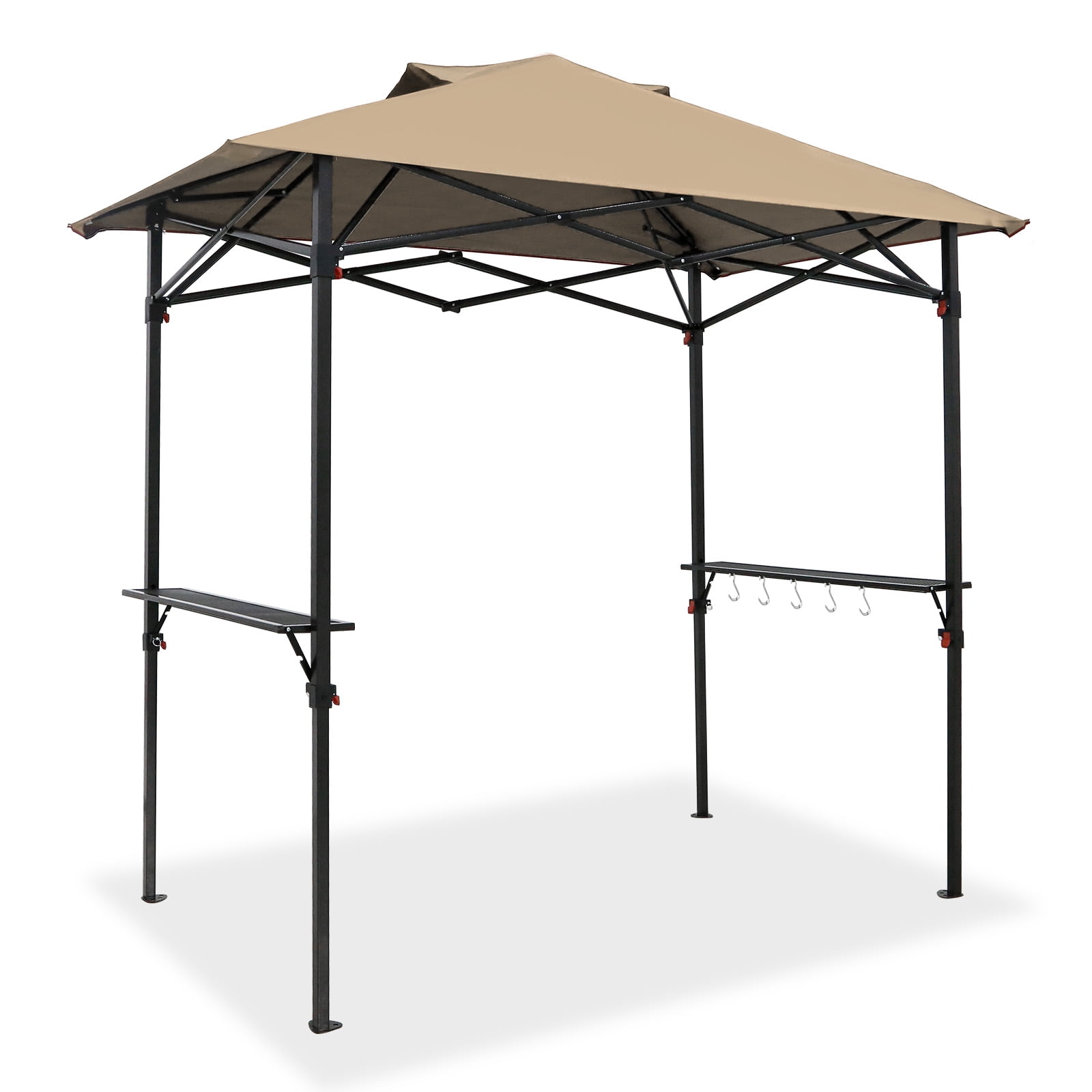 COOS BAY 8'x5' Pop up Grill Gazebo Portable BBQ Gazebo Canopy Tent with Carry Bag, Outdoor Barbeque Shelter, Beige