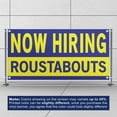 thumbnail image 3 of Now Hiring Roustabouts 13 oz Heavy Duty Vinyl Banner General Laborer Jobs Available Roustabout Hand Help Wanted Sign for Business Indoor/Outdoor Single-Sided w/ Metal Grommets (4x8 ft, Bl & Ye), 3 of 6