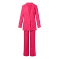 thumbnail image 4 of Ladies Elegant Solid Color Open Sleeve Lapel Suit Straight Leg Trouser Suit Womens Pants Suits for Business Winter Women Clothes Dresses for Grandmother of The Bride Wedding Pant Suits Petite Winter, 4 of 4