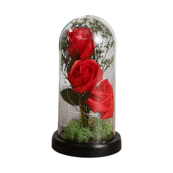 Valentines Day Gifts for Her, Light Up Colorful Rose Flower in Dome Glass, Valentine's Day Rose Valentine's Day Flower Night Light Ornament, Mothers Day Anniversary Valentines Day Decorations