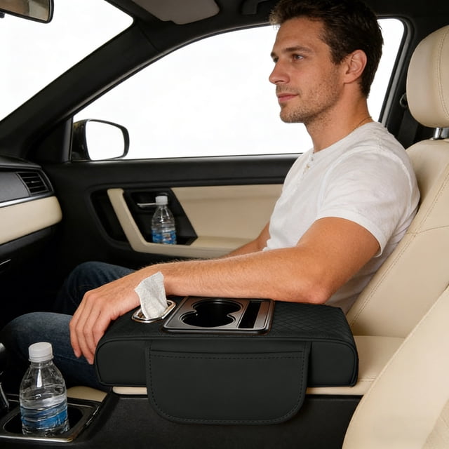 Creatine 2026 Center Console Cover 4 In 1 Center Armrest Cushion With Cup Holder & Phone Holder Universal Armrest Storage Protector For Vehicles (7 Styles)
