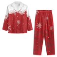 thumbnail image 3 of Yuyamidu Snowflake Long Sleeve Button Down Pajamas for Men Set Christmas Sleepwear Athletic Clothing Casual V Neck Loungewear 2 Pieces Red Pjs Soft Nightwear Size S, 3 of 6