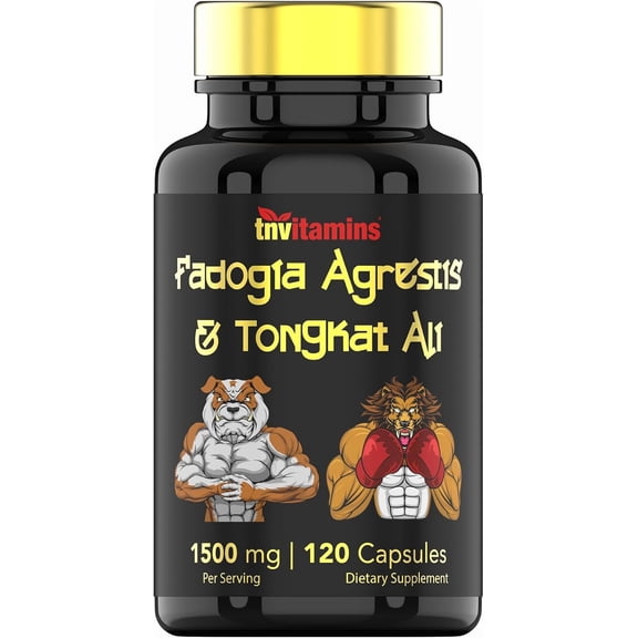 TNVitamins Fadogia Agrestis and Tongkat Ali Energy Supplement Botanical Extract Capsules for Men Sports Nutrition Athletic Performance and Muscle Support