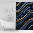 thumbnail image 3 of Shower Curtain, Dark Blue Marble Gold Stripe Waterproof Shower Curtain Set with Hooks for Bathroom Showers,Stalls and Bathtubs,72x72In Modern Abstract Geometric, 3 of 9