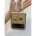 thumbnail image 5 of Galaxy Z Flip 4 Cute Bear & Love Glitter Case, Fashion Cartoon Design with Pearl Strap for Women, 5 of 14
