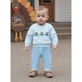 thumbnail image 4 of Miaouyo Toddler Baby Girls Boys Thanksgiving Outfit 3 6 12 18 24 Months 2T 3T Turkey Embroidered Plaid Long Sleeve Sweatshirt with Pants, 4 of 9
