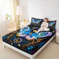 thumbnail image 3 of jejeloiu Celestial Moth Bed Sheets For Girls,Boho Floral Print Full Size Sheets,Black Multi Color,4 Pieces,1 Flat Sheet, 1 Fitted Sheet and 2 Pillowcases, 3 of 6