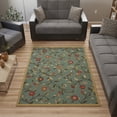 thumbnail image 2 of Ottomanson Floral Area Rug 5' x 6'6" - Non Slip Low Pile Carpet, Seafoam Green, 2 of 8