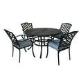 thumbnail image 7 of iPatio Stylish Outdoor Aluminum 5-Piece Round Dining Set: Weather-Resistant, Durable, Lightweight, Modern Design Patio Furniture Set with 4 Armchairs and Round Table (Espresso brown, Light blue), 7 of 7