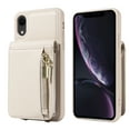 thumbnail image 4 of Nalacover RFID Blocking Wallet Case for iPhone XR, Shockproof PU Leather Magnetic Button Zipper Purse Card Slots & Kickstand Crossbody Phone Case with Shoulder & Wrist Strap,White, 4 of 12