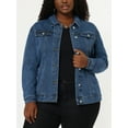 thumbnail image 2 of GRACE & GRANDEUR Women's Plus Jean Jacket Button Closed Cropped Denim Jacket, 2 of 6