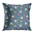 thumbnail image 1 of BOSDECO Blue Flower Tiny Floral Pattern on Colorful Winter Rose Outline Abstract Accent Pillow Case Pillow Cover 18x18 inch, 1 of 1