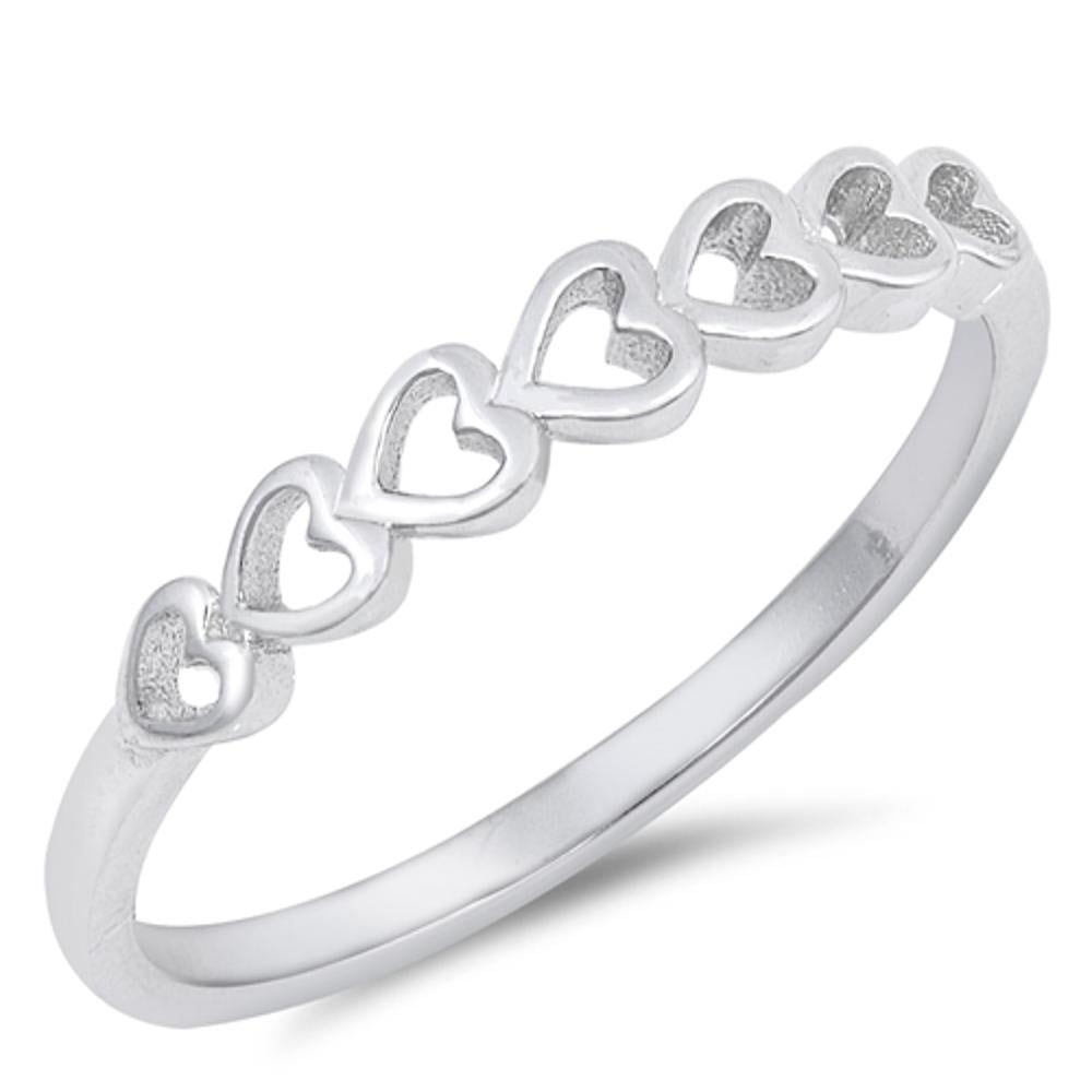 CHOOSE YOUR COLOR Sideways Love Heart Promise Ring 925 Sterling Silver Jewelry Female Male Size 9