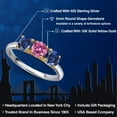 thumbnail image 2 of Gem Stone King 925 Silver and 10K Yellow Gold Pink Moissanite and Blue Created Sapphire Engagement Ring for Women | 1.70 Cttw | Round 5MM | Gemstone Birthstone | Size 5, 2 of 6