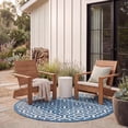 thumbnail image 3 of Safavieh Courtyard Lavern Geometric Indoor/Outdoor Area Rug, Navy/Beige, 5'3" x 5'3" Round, 3 of 10