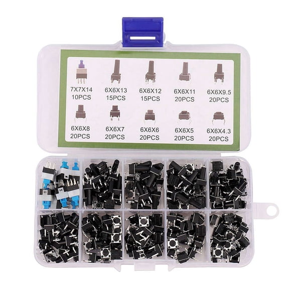 10 kinds Values 180PCS Tactile Push Button Switch -trigger Mini Momentary Tact Assortment
