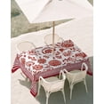 thumbnail image 2 of 52x70 Inch Outdoor Tablecloth with Umbrella Hole Zipper Rectangle Red Floral Rectangular Tablecloths Waterproof Vintage Flowers Botanical Farmhouse Greek Key Patio Table Cloth Cover for Picnic, 2 of 8