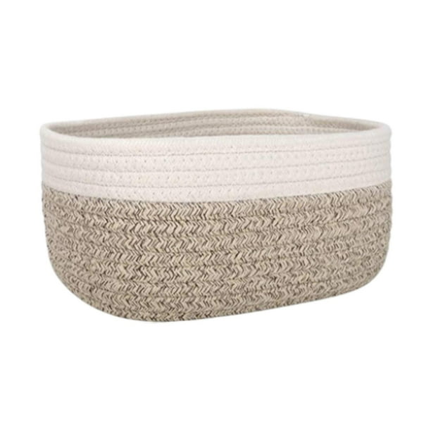 Cesta de cuerda de algodón, cesta para debajo del estante, cesta multiusos para maquillaje, cesta de almacenamiento 25 cm x 18 cm x 13 cm
