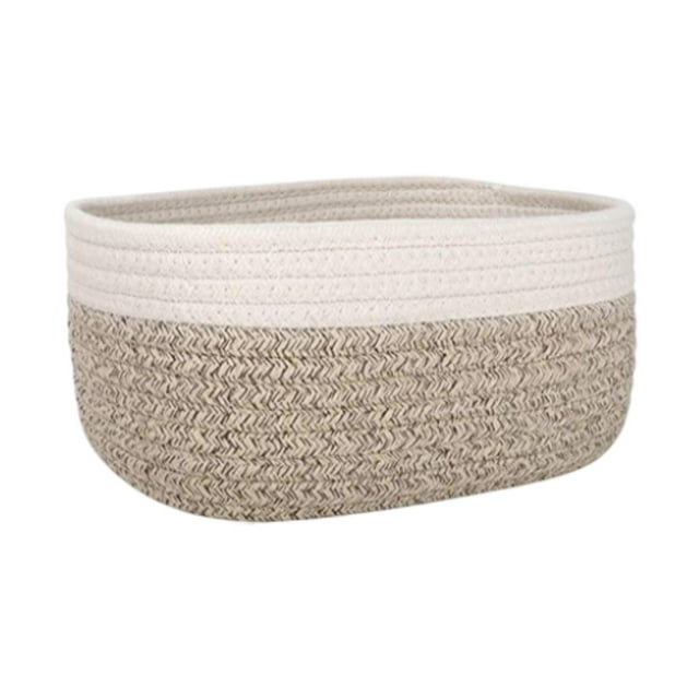 Cesta de cuerda de algodón, cesta debajo del estante, contenedor multiusos para artículos diversos de escritorio 25 cm x 18 cm x 13 cm
