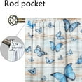 thumbnail image 4 of WNOOHIY Blue Butterfly Flower Wood Texture Background Curtains for Bedroom and Living Room, Set of 2 Panels, 4 of 6