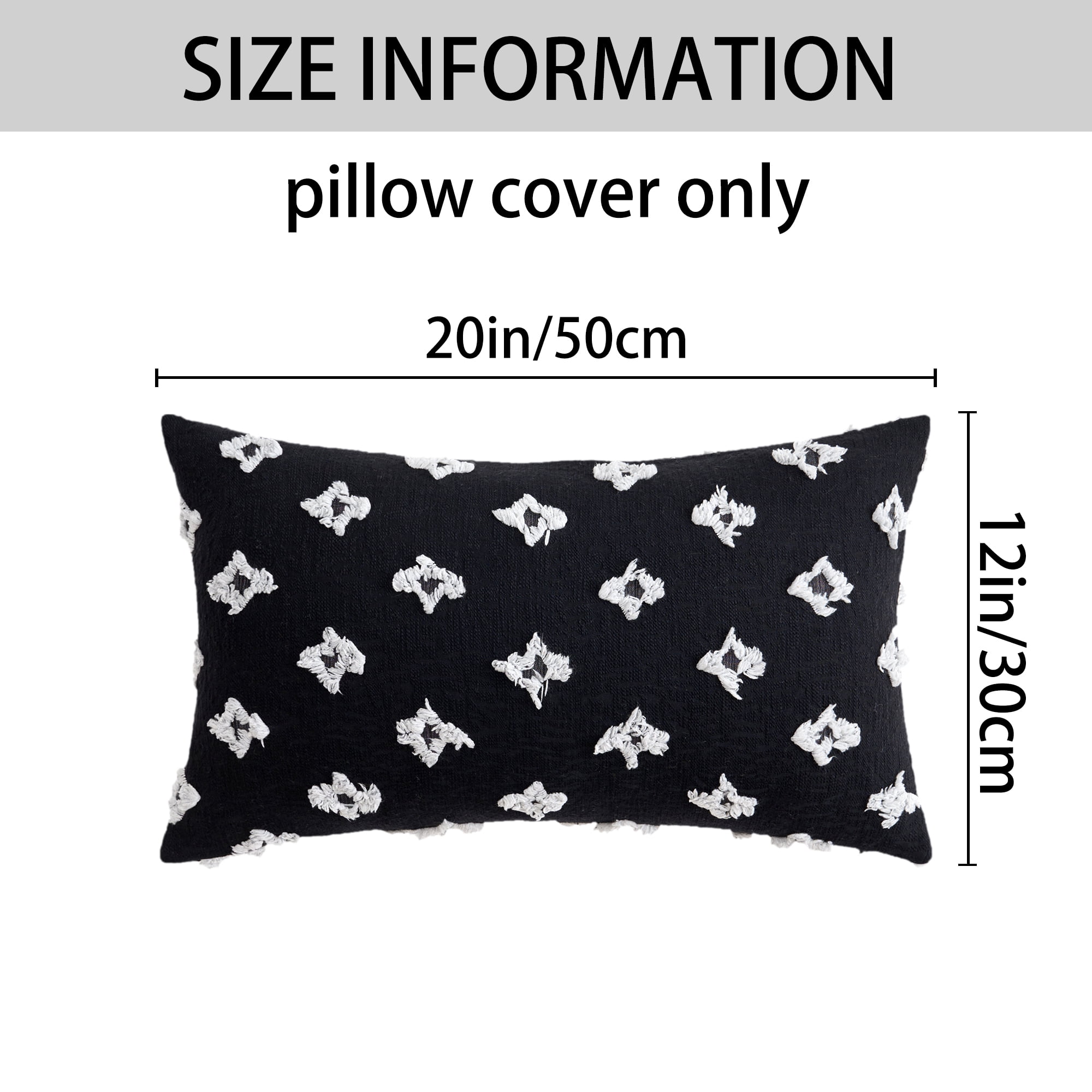 Unique Bargains 2 Pcs Jacquard Decoration Throw Pillow Cover Black 12" x 20"