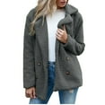 thumbnail image 2 of RYRJJ Women's 2023 Fashion Winter Coat Long Sleeve Lapel Zip Up Fuzzy Fleece Sherpa Oversized Shacket Jacket Outweat with Pockets Plus Size(Dark Gray,M), 2 of 8