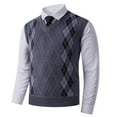 thumbnail image 3 of gbyLJF Men's Sweater Casual V Neck Sleeveless Sweater Slim Fit Knitted Pullover Diamond-shaped Texture Sweaters, 3 of 5