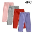 thumbnail image 2 of Lenpel Girls' Capris Leggings Toddler 4 Pcs Elastic Waist Stretch Slim Workout Cropped Pants Summer Athletic Casual Capris, 2 of 7
