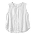 thumbnail image 4 of Besolor Womens Cotton Linen Tank Tops Summer Crewneck Sleeveless Shirts Casual Loose Lightweight Breathable Basic Tees Camis(LargeWhite), 4 of 6