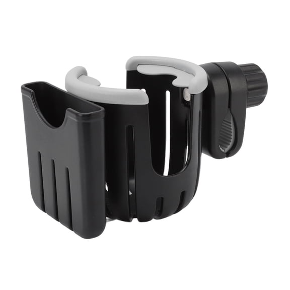 LAZIOEGR 2‑in‑1 Stroller Cup & Phone Holder – Universal Bottle & Drink Holder, Black/Gray