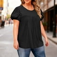 thumbnail image 4 of Miqool Blouses pour Femmes Grande Taille Manches Courtes Col Rond T-Shirts Plissés Amples Décontractés d'Été Boho, 4 of 7