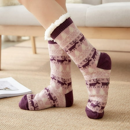 

Leylayray Compression Socks For Women Christmas Women Cotton Socks Print Thicker Anti-slip Floor Socks Carpet Socks(Buy 2 Get 1 Free)
