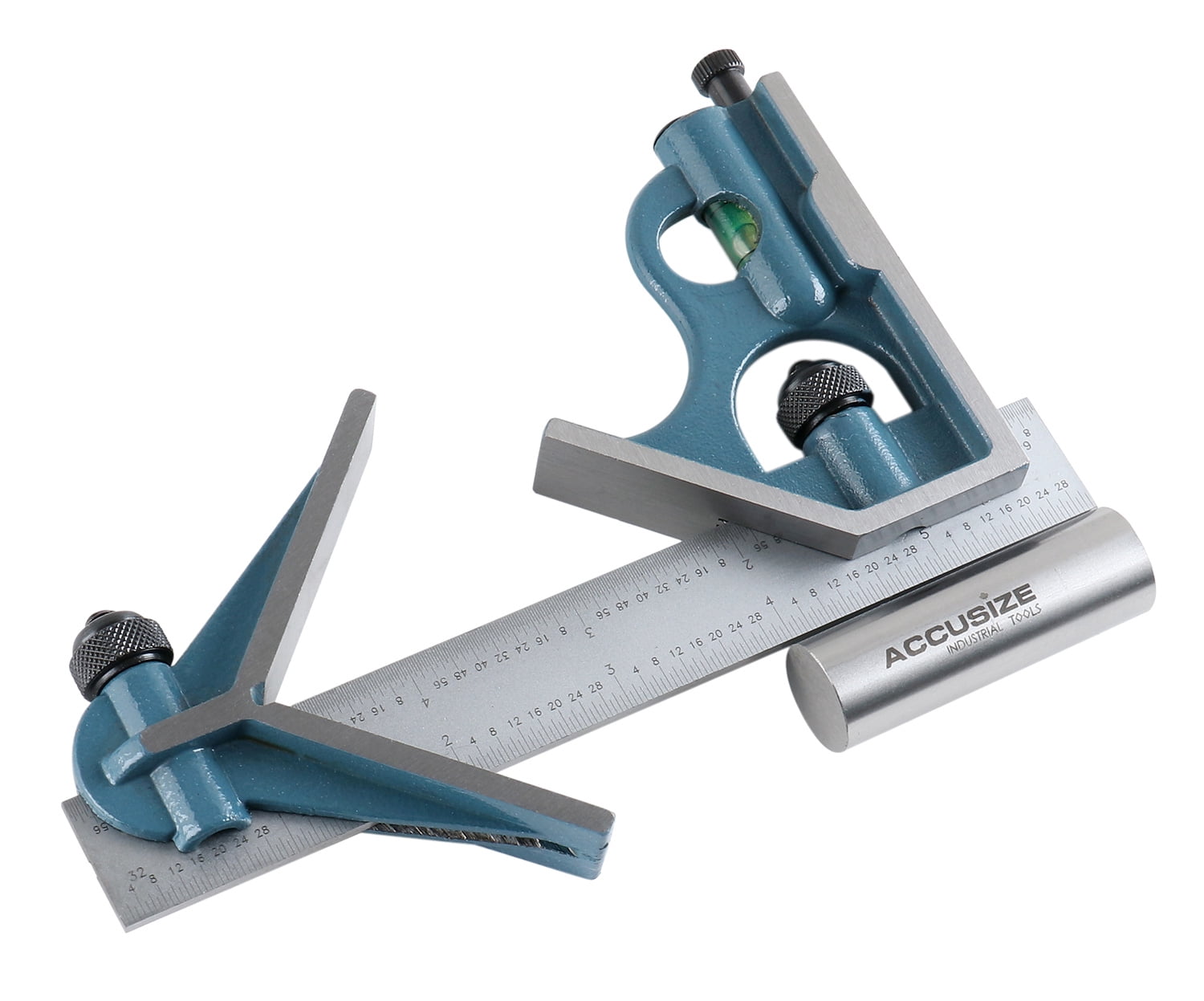 Accusize 6'' 3 Pc Combination Square Ruler Set Protractor Satin, 4-R Graduation, 0000-8100