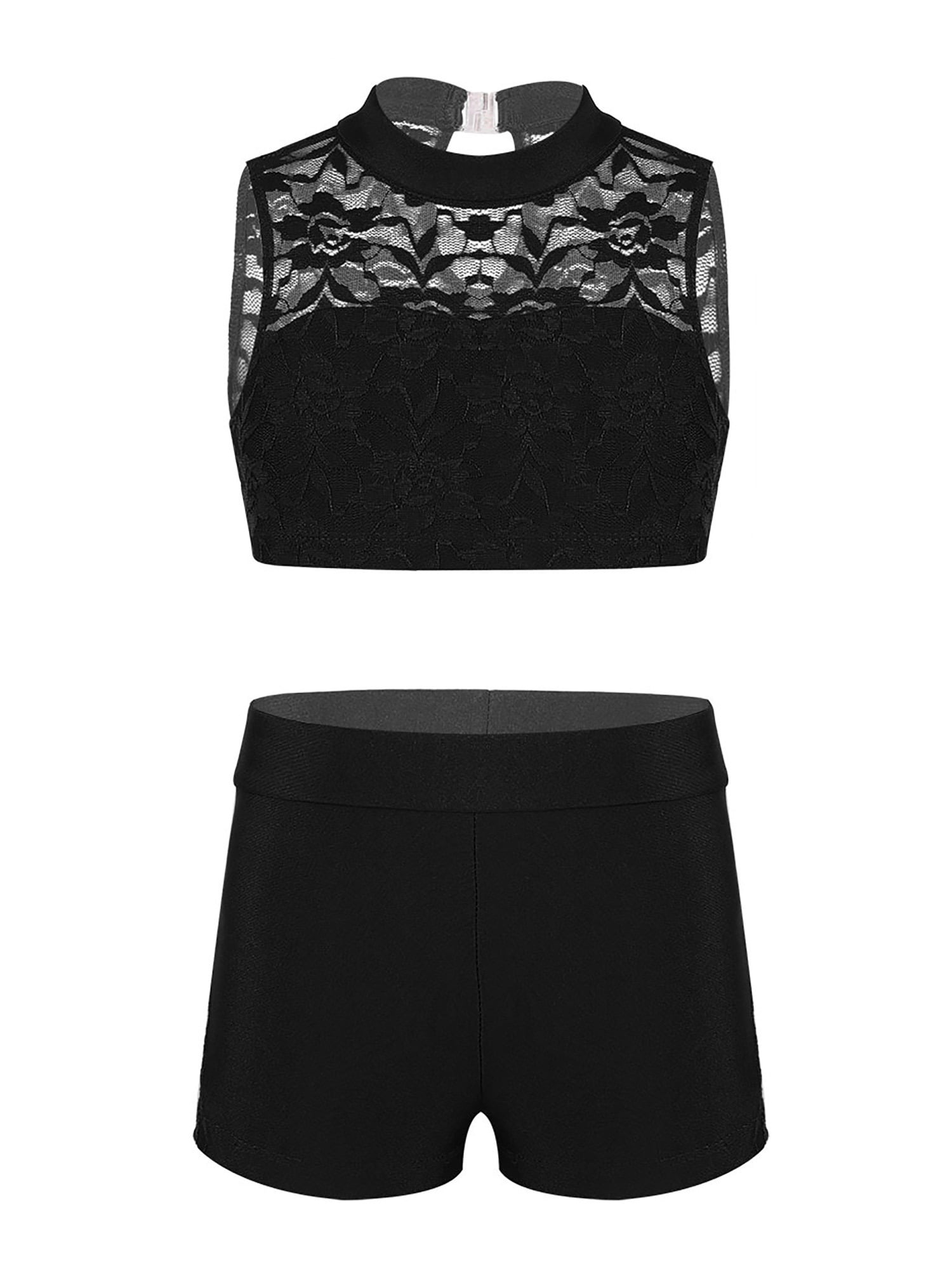 iiniim Kids Girls 2Piece Sports Outfit Athletic Dance Crop Top with