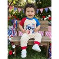 thumbnail image 6 of BemeyourBBs Newborn Baby Boy Girl 4th of July Outfit Baby Boys Girls Fourth of July Outfit Patriot Independence Day Clothes Summer Romper Star USA Flag in Tractor Embroidery Short Sleeve Jumpsuit, 6 of 9