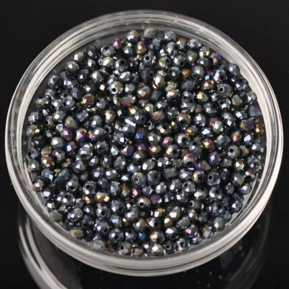 U8MO Wholesale 500pcs 3x2mm Rondelle Faceted Crystal Glass Loose Spacer Beads lot-2A# Black AB