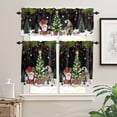 thumbnail image 2 of Christmas Kitchen Curtains and Valances Set, Winter Santa Gnome Pine Tree Xmas Star Snow Black Rod Pocket Window Valance Window Curtain Panels for Living Room Bedroom Laundry, 27.5x24in, 3 Pieces, 2 of 7