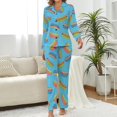 thumbnail image 2 of Top-kevin Womens Pajamas Set Hearts Leopard Lips Pattern Soft Long Sleeve Sleepwear Button Down Sets, 2 of 6