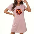 thumbnail image 1 of Pyjamas d'Halloween pour Femmes, Grande Taille, Robe de Nuit Courte avec Imprimé Poitrine et Col Rond, Tissu Polyester Doux pour un Sommeil Confortable Ou Tenue Décontractée, 1 of 3