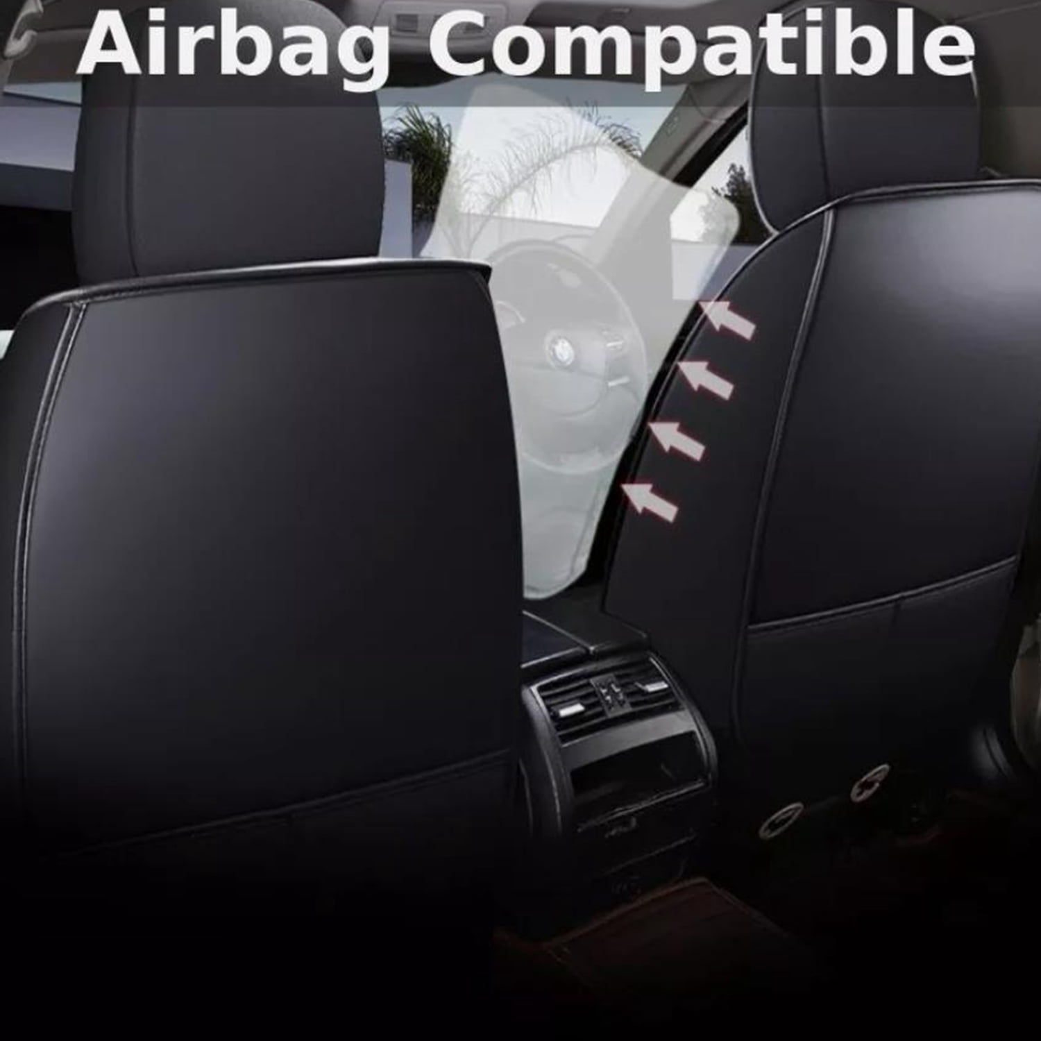Car Seat Covers Fit for Chevy Equinox 2011-2025: 5 Seats Faux Leather Waterproof Seat Protectors (Black&Redline) - 2 Rows