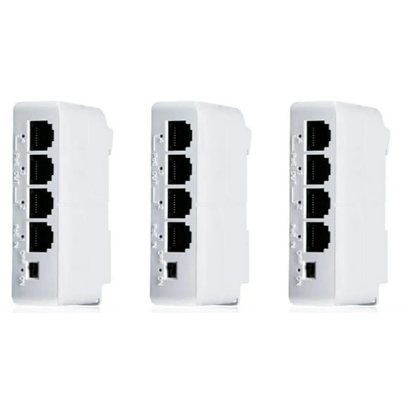 3Pcs 4 Ports 1 to 3 Port PoE Extender Passive Cascadable IEEE802.3Af 100Mbs for IP Transmission Repeater Switch NVR IP
