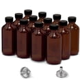 thumbnail image 1 of Botellas de vidrio DIDITIME de 60 ml, color ámbar, con tapones, paquete de 12 unidades y embudo, 1 of 7