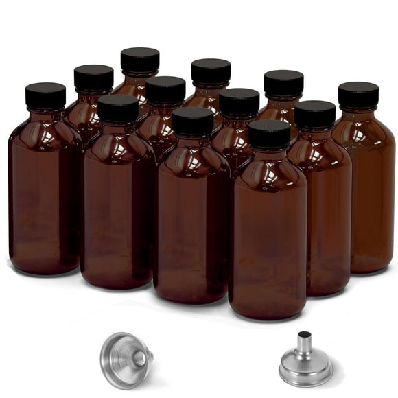 Botellas de vidrio DIDITIME de 60 ml, color ámbar, con tapones, paquete de 12 unidades y embudo