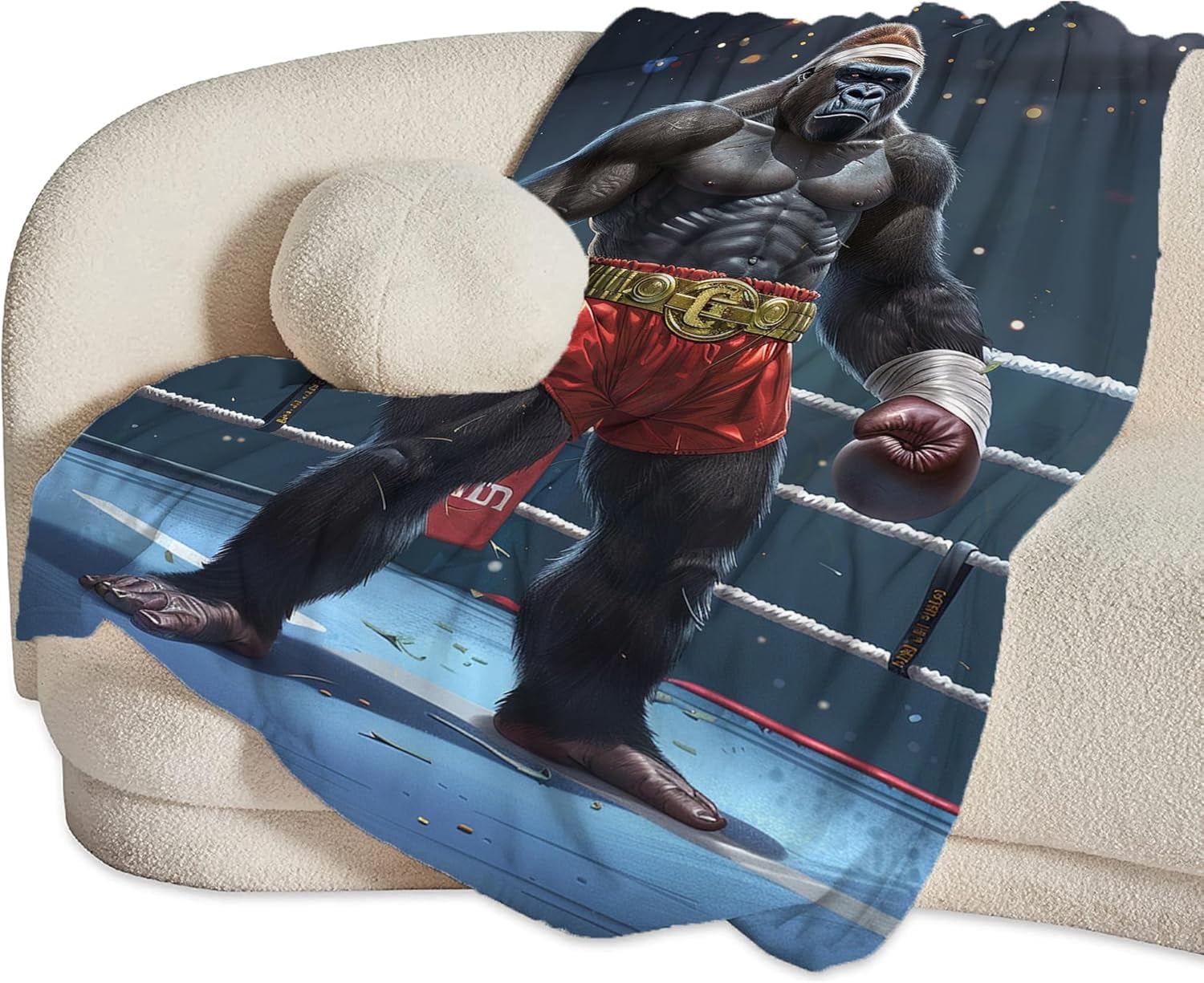 Gorilla Boxing Blanket Funny Boxing Throw Blanket Boxing Gifts and Decor Boxing Blanket for Men Boys Girls Women Soft Warm Cozy Fleece Blanket for Couch Sofa \u200bBed 80"x60"