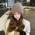 thumbnail image 4 of Knit Beanies for Women Soft Warm Stretchy Bonnet Hat Beret Roll up Edge Fall Winter Cap for Ski Travel Work Headwear, 4 of 7
