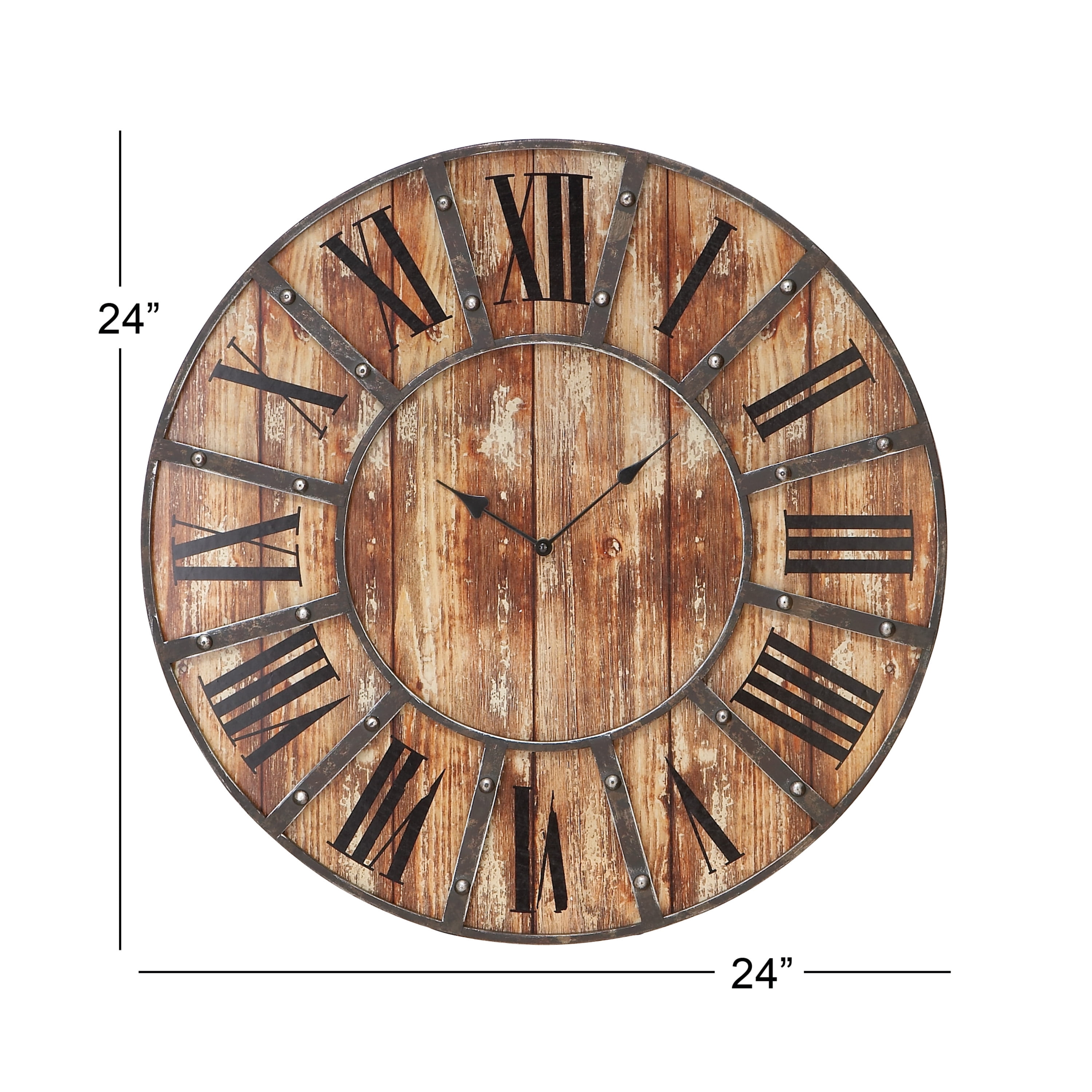 DecMode 24" Brown Wood Wall Clock