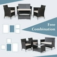 thumbnail image 4 of Costway 4PCS Patio Rattan Furniture Set Armrest Cushion Sofa Coffee Table withShelf Garden, 4 of 8