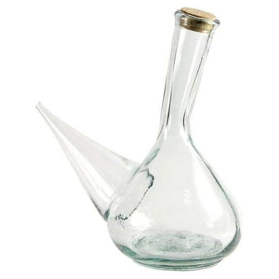 Spanish Porron Wine Pitcher 1 Liter - Hand Blown Glass Decanter Carafe for Red Wine & Sangria - Lead-Free, Durable Glass - Party & Gift Idea