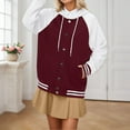 thumbnail image 2 of Veste en Denim pour Femme Style Baseball Manteau à Capuche Surdimensionné à Boutons devant Tenue Décontractée Mode Vêtement d'Extérieur, 2 of 4